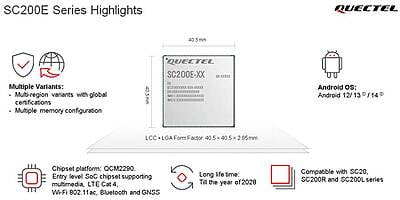 Quectel SC200E LTE + Wifi/BT SoM